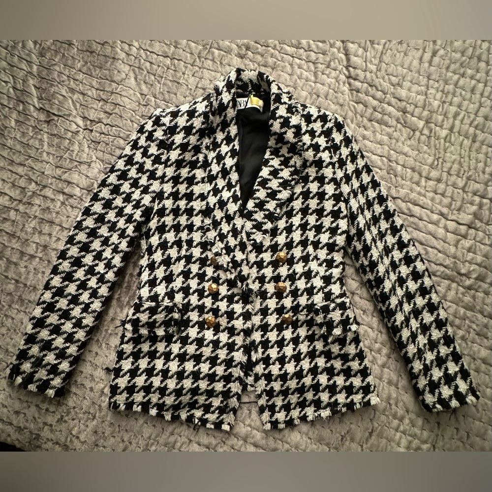 ZARA Houndstooth Tweed Blazer / Size S